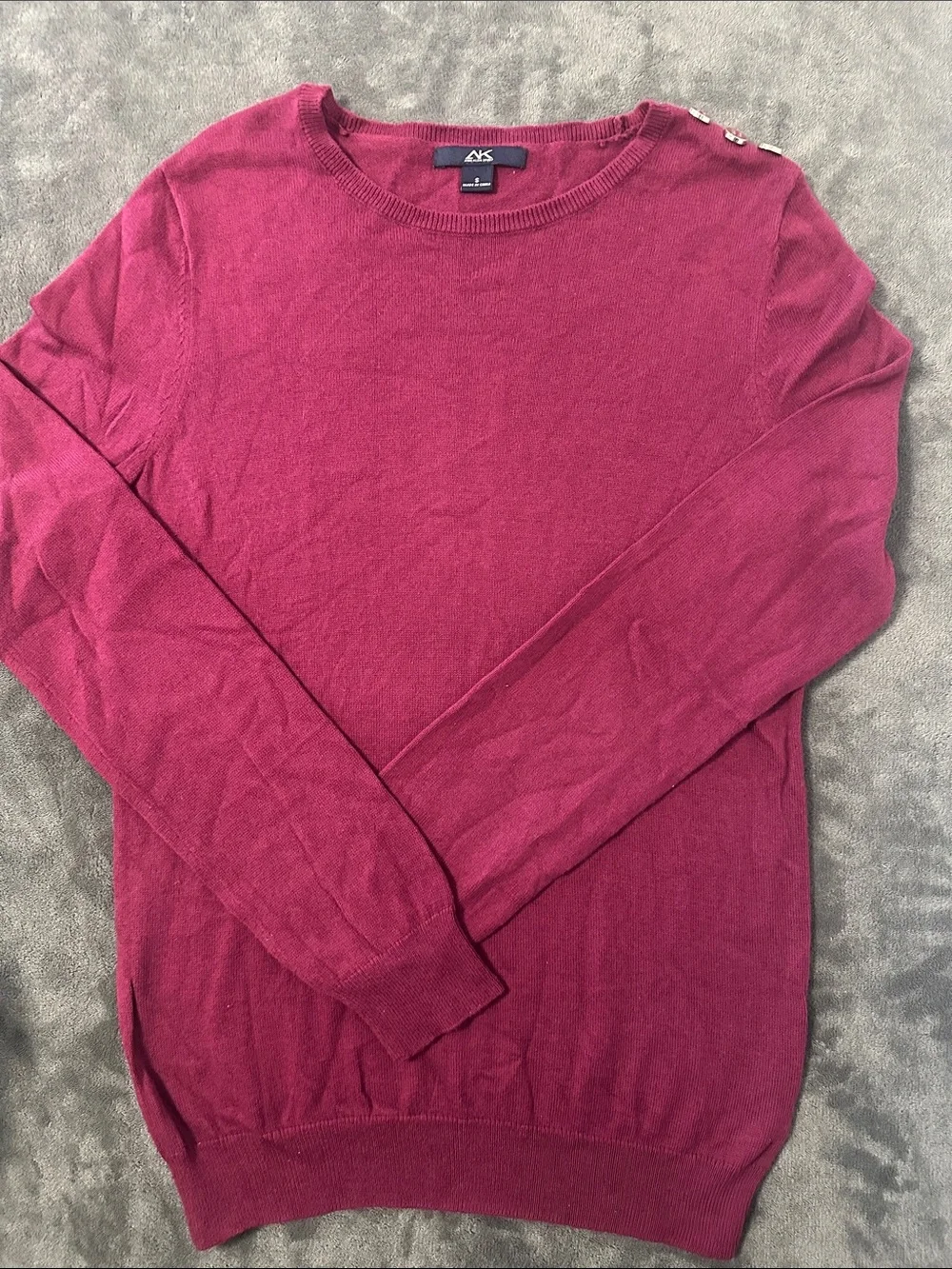A/X Armani Exchange Women's Raspberry Crew Sweater with Shoulder Buttons